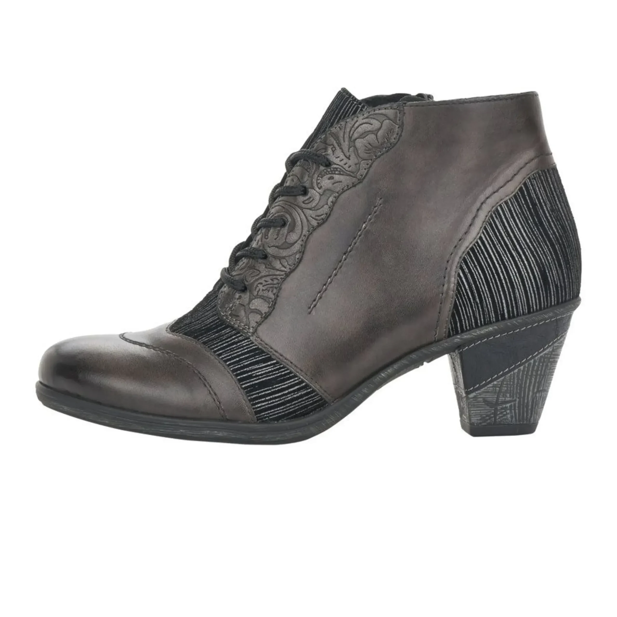 Online Remonte Cristallino Grey Leather Embossed Ankle Boot