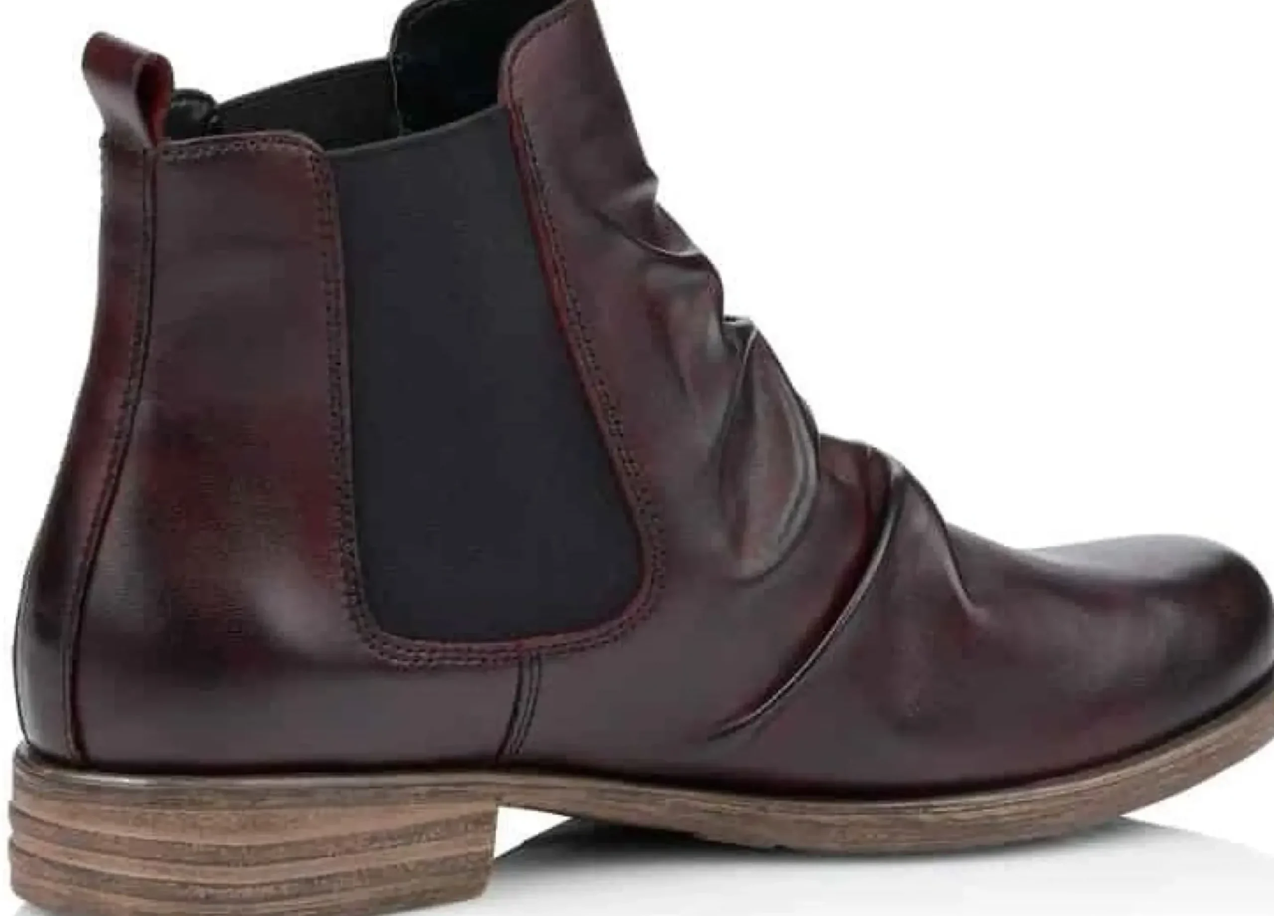 Outlet Remonte Cristallino Wine Ruched Leather Chelsea Boot