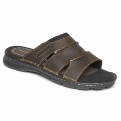 Clearance Rockport Darwyn Brown Leather Slide Sandal