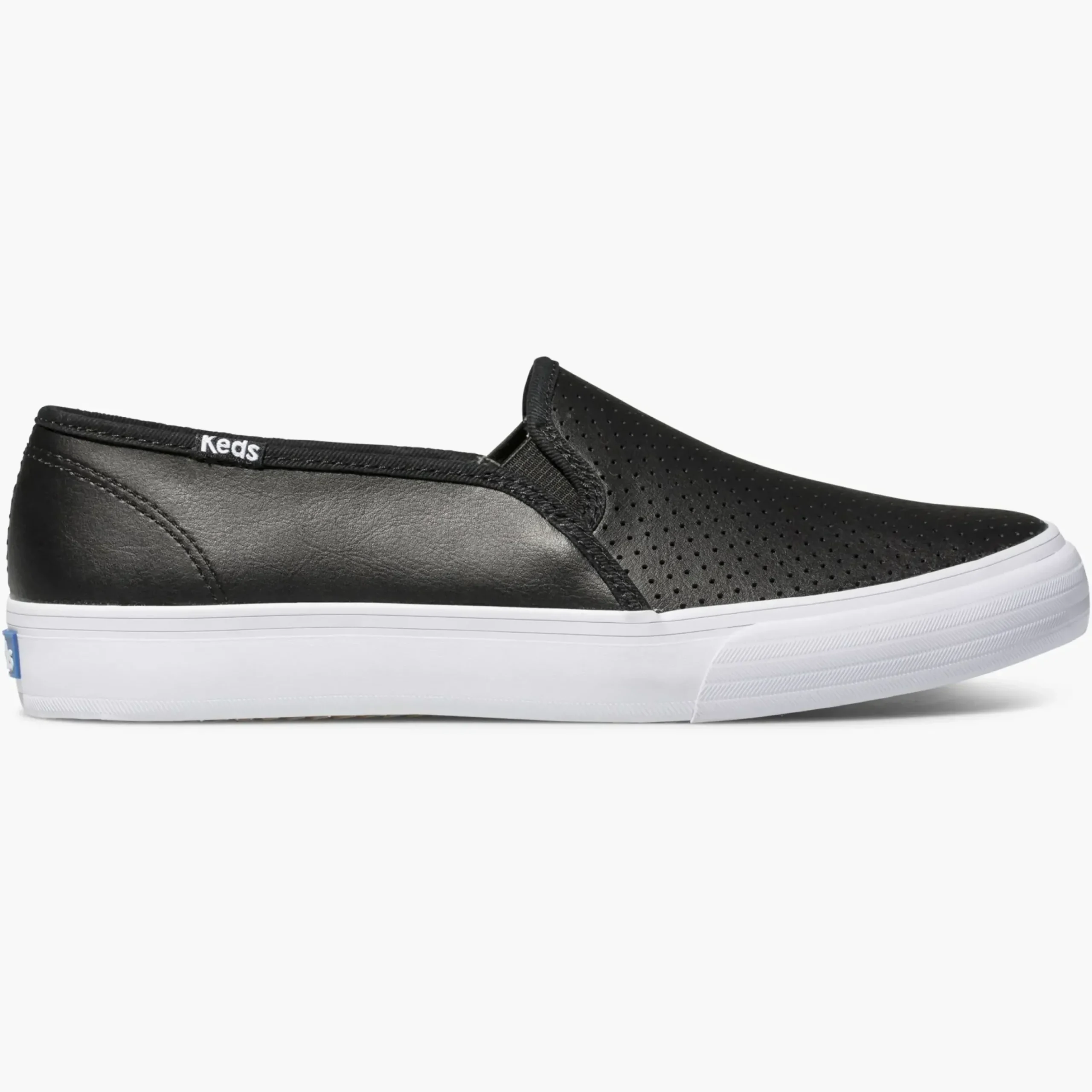 Sale Keds Double Decker Black Perforated Leather Slip-On Sneaker