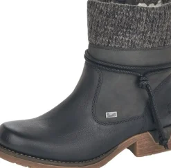 Sale Rieker Eagle Black Grey Knit Ankle Boot