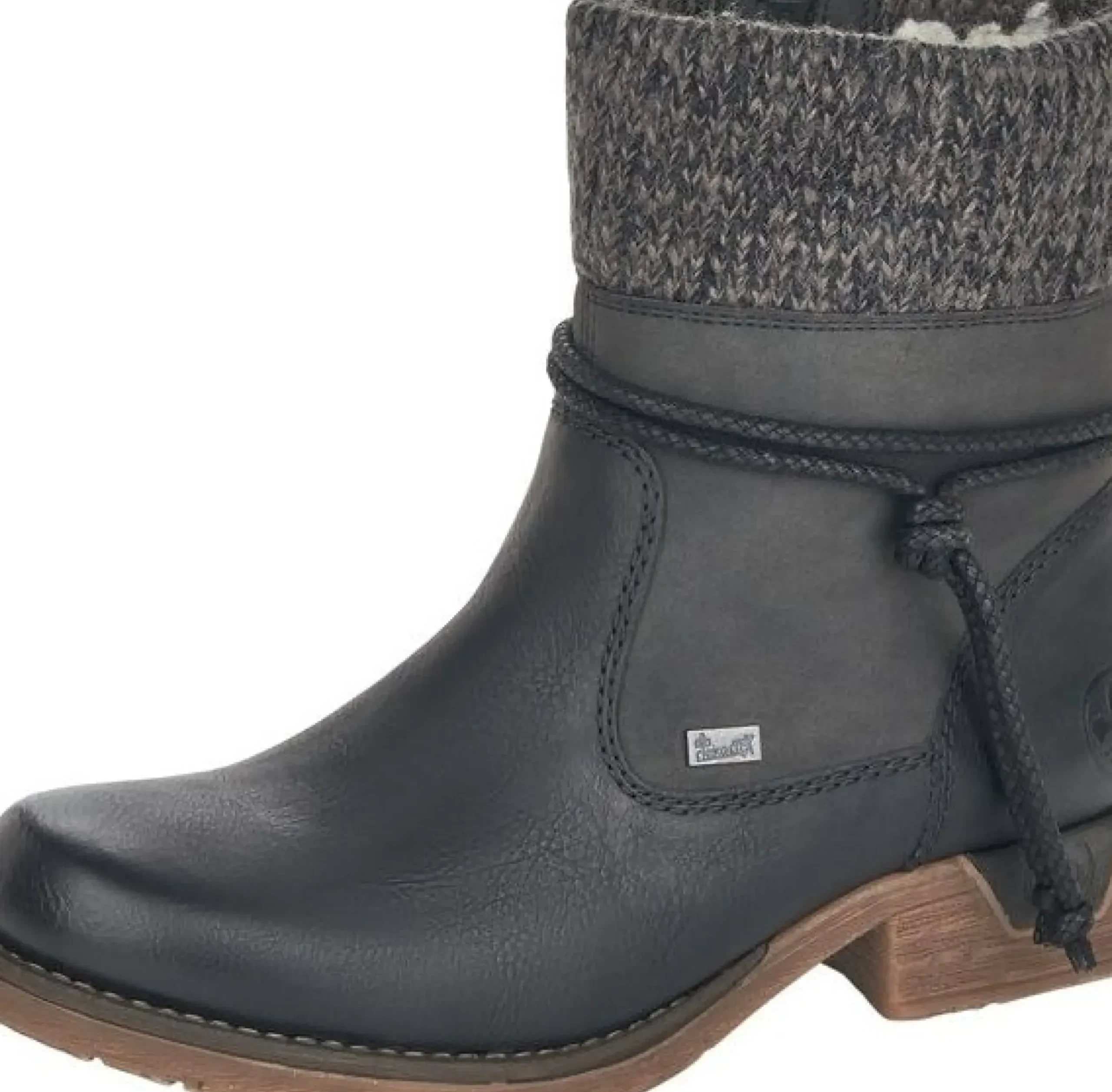 Sale Rieker Eagle Black Grey Knit Ankle Boot