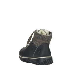 Rieker Eagle Black Knit Lace-Up Ankle Boot