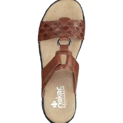 Sale Rieker Eagle Brown Embossed Wedge Slide Sandal