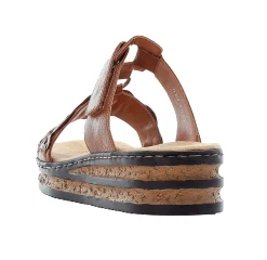 Sale Rieker Eagle Brown Embossed Wedge Slide Sandal