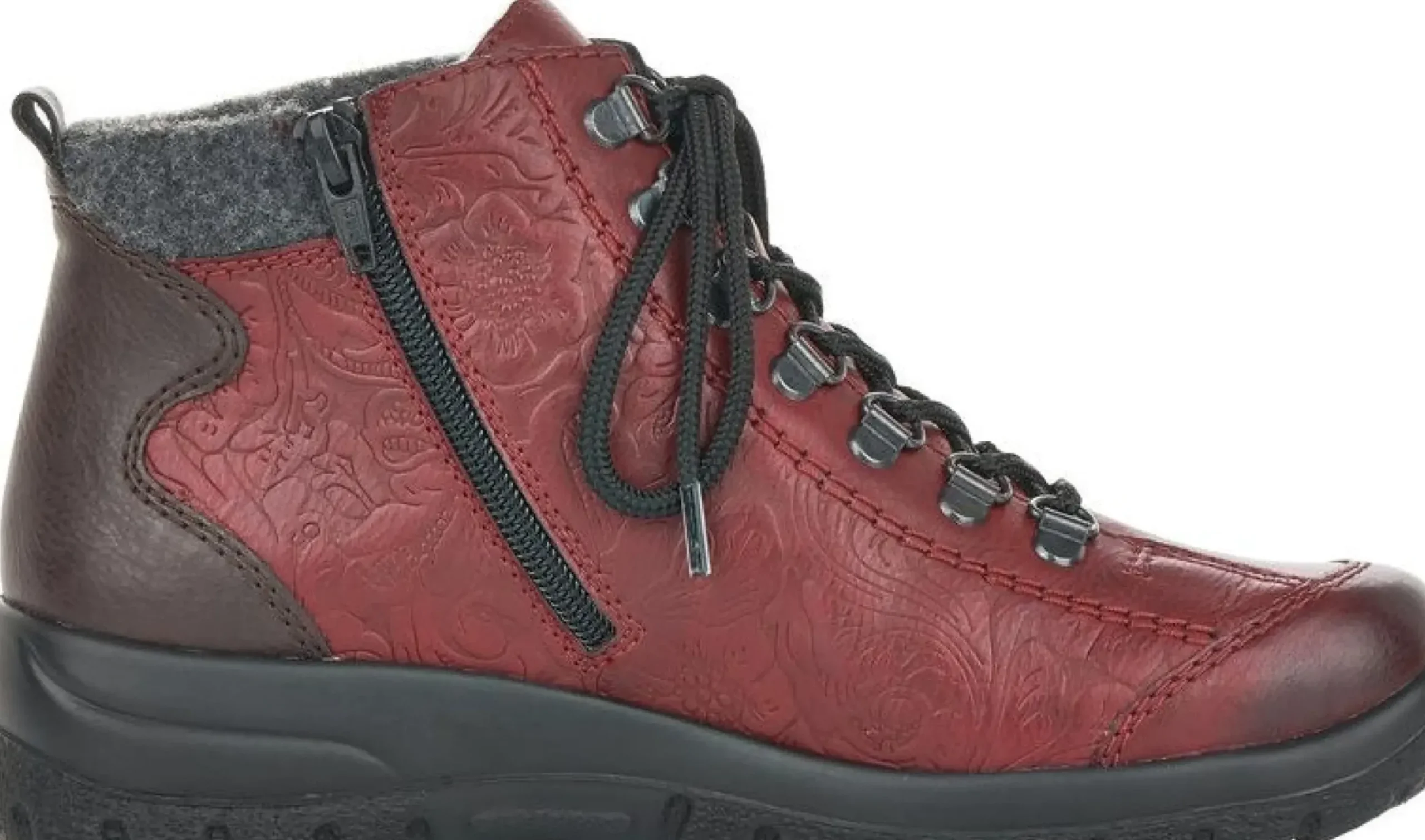 New Rieker Eagle Wine Lace-Up Ankle Boot