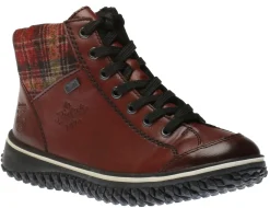Rieker Eagle Wine Tartan Lace-Up Ankle Boot