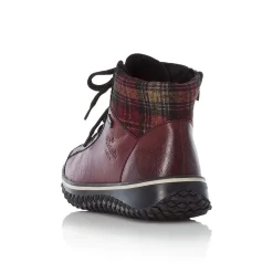Rieker Eagle Wine Tartan Lace-Up Ankle Boot