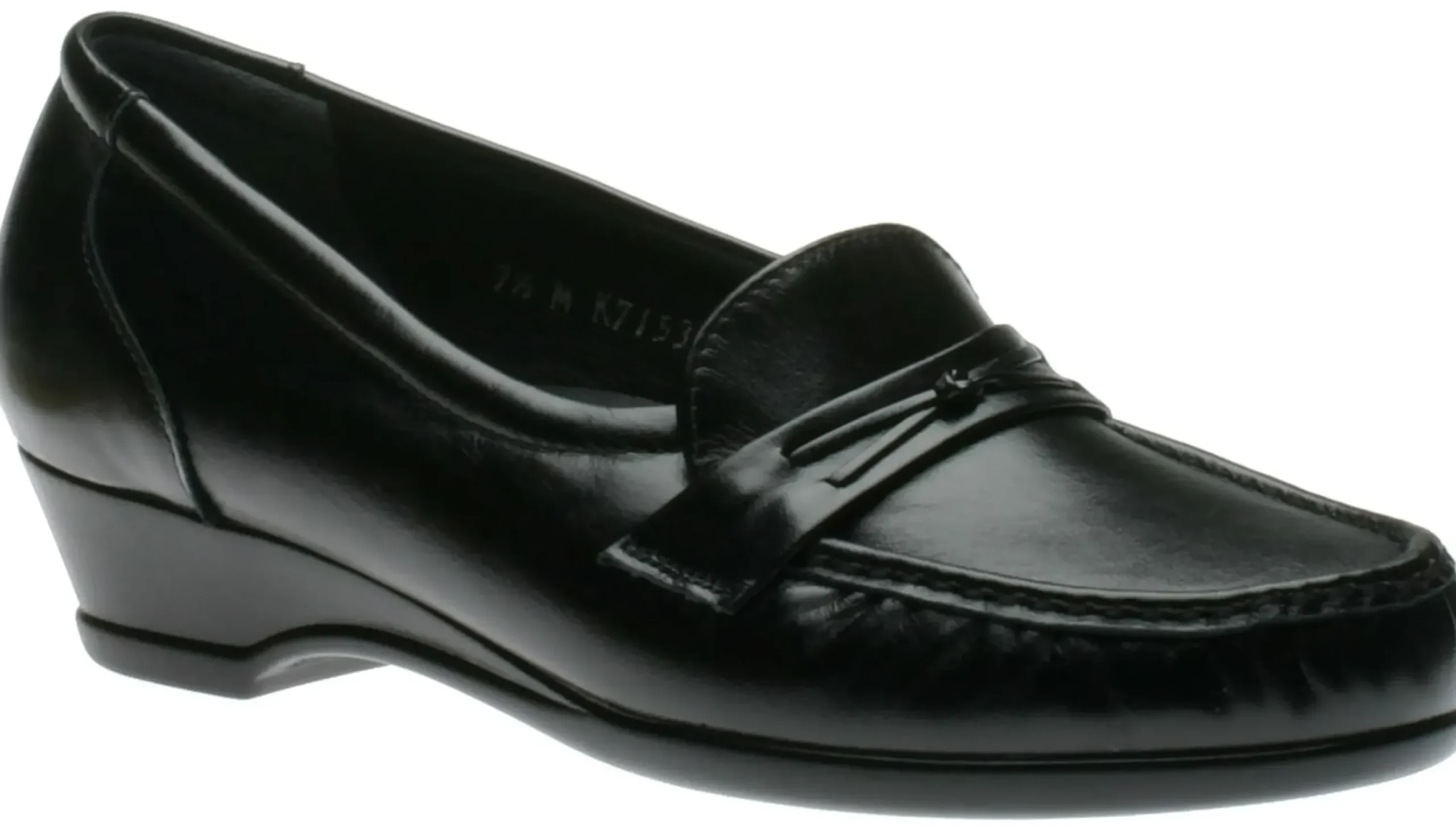 Hot SAS Shoes Easier Black Leather Slip On Wedge Loafer