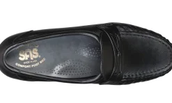 Hot SAS Shoes Easier Black Leather Slip On Wedge Loafer