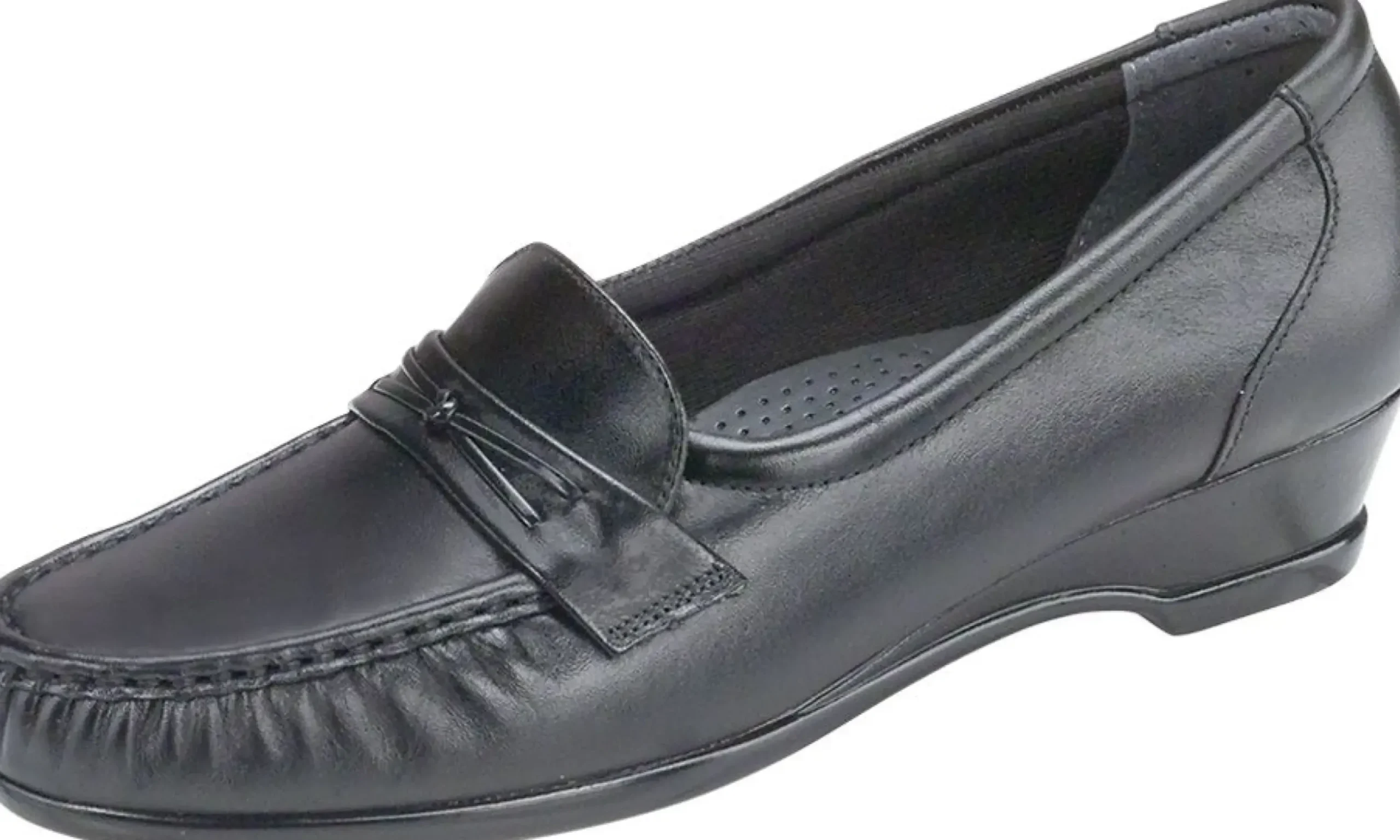 Hot SAS Shoes Easier Black Leather Slip On Wedge Loafer