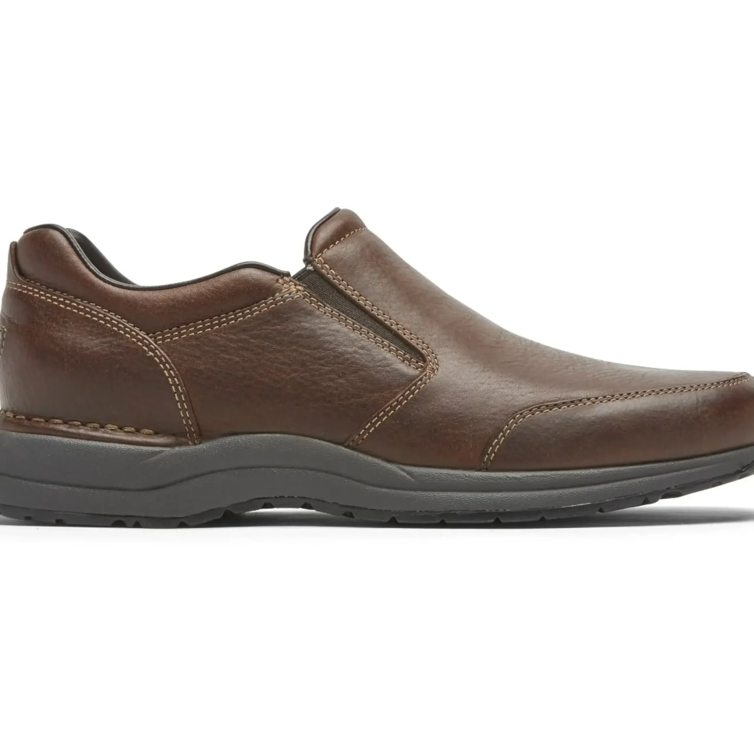 Clearance Rockport Edge Hill 2 Brown Leather Double Gore Slip-On Casual Dress Shoe