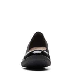 Clarks Elin Palm Black Leather Wedge Heel