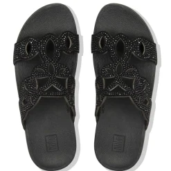 Outlet Fit Flop Elora Crystal Black Slide Sandal