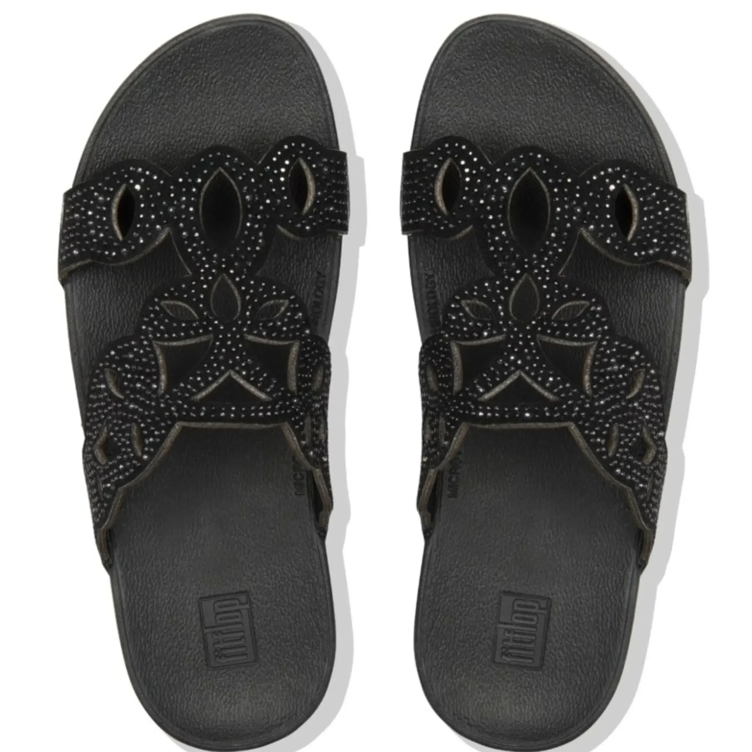 Outlet Fit Flop Elora Crystal Black Slide Sandal