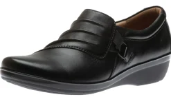 New Clarks Everlay Heidi Black Leather Slip-On