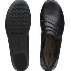 New Clarks Everlay Heidi Black Leather Slip-On