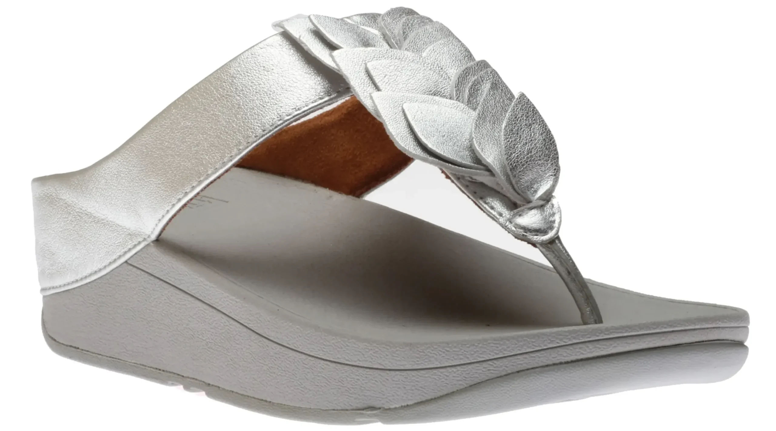 Online Fit Flop Fino Silver Leather Thong Sandal