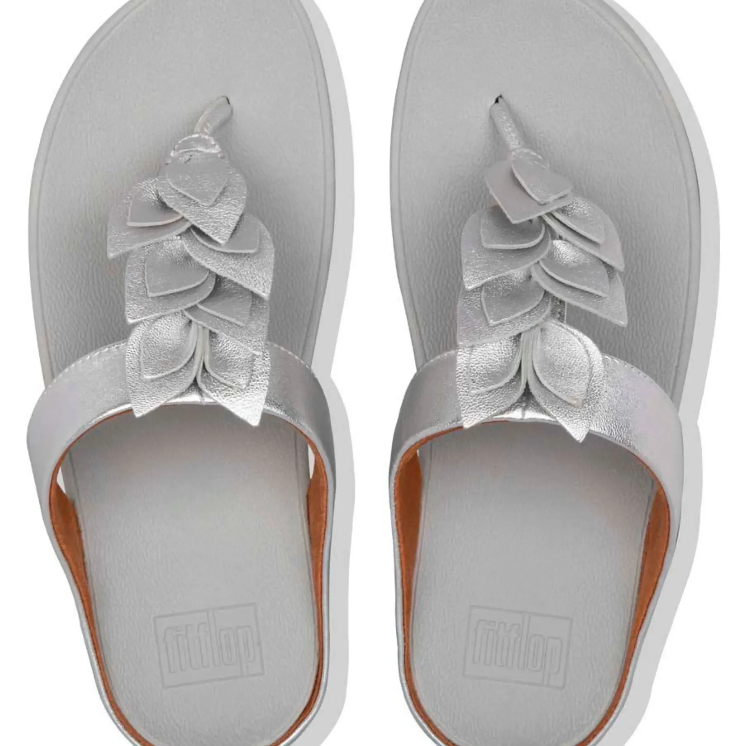 Online Fit Flop Fino Silver Leather Thong Sandal