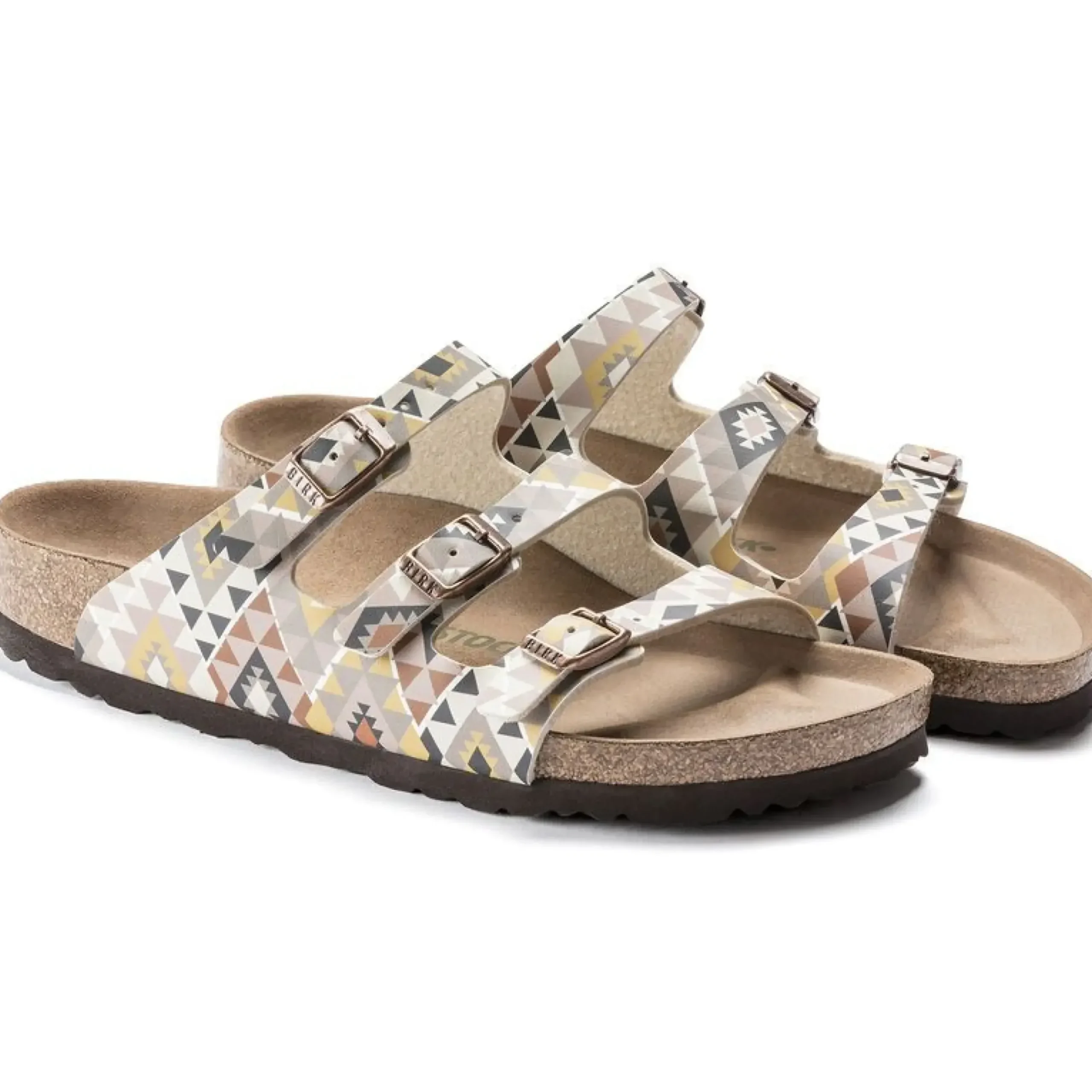 Online Birkenstock Florida Vegan Birko-Flor Printed Mocha Slide Sandal