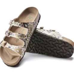 Online Birkenstock Florida Vegan Birko-Flor Printed Mocha Slide Sandal