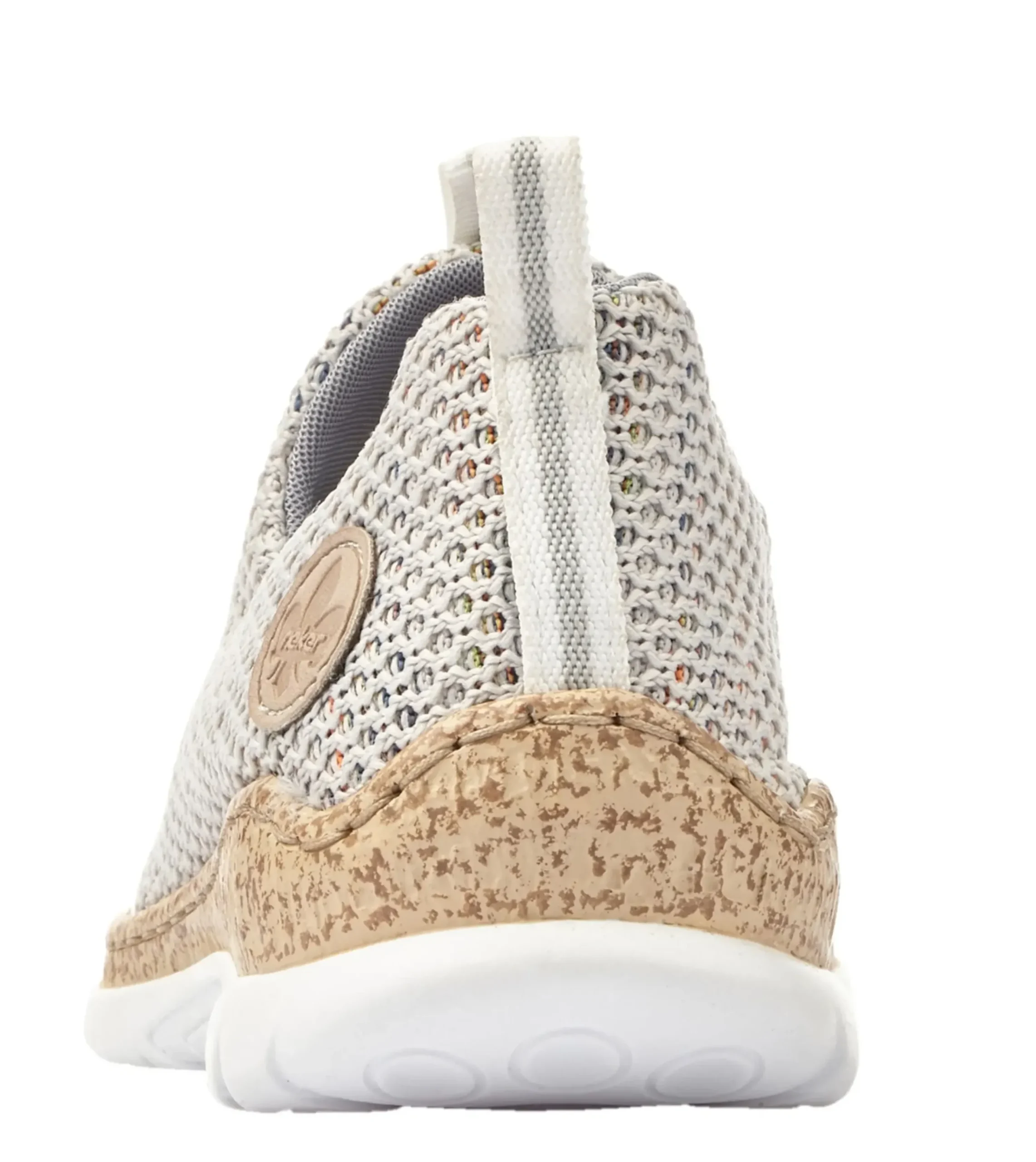 New Rieker Foil Beige Multicolour Knit Slip-On Bungee Sneaker