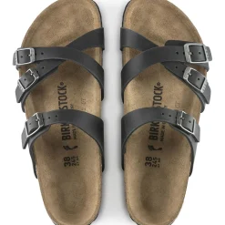 Clearance Birkenstock Franca Black Oiled Leather Slide Sandal