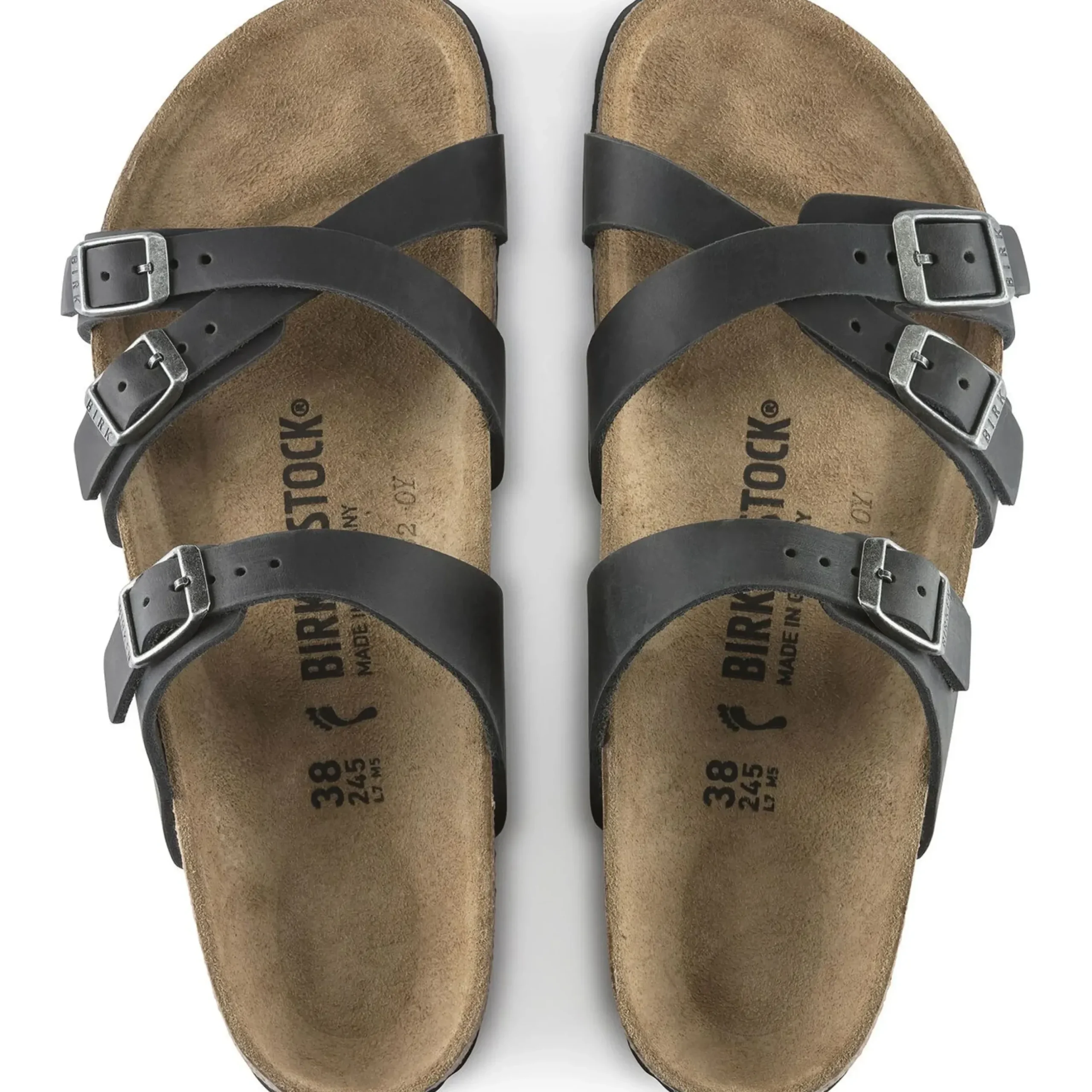Clearance Birkenstock Franca Black Oiled Leather Slide Sandal