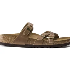 Sale Birkenstock Franca Oiled Leather Tobacco Brown Slide Sandal