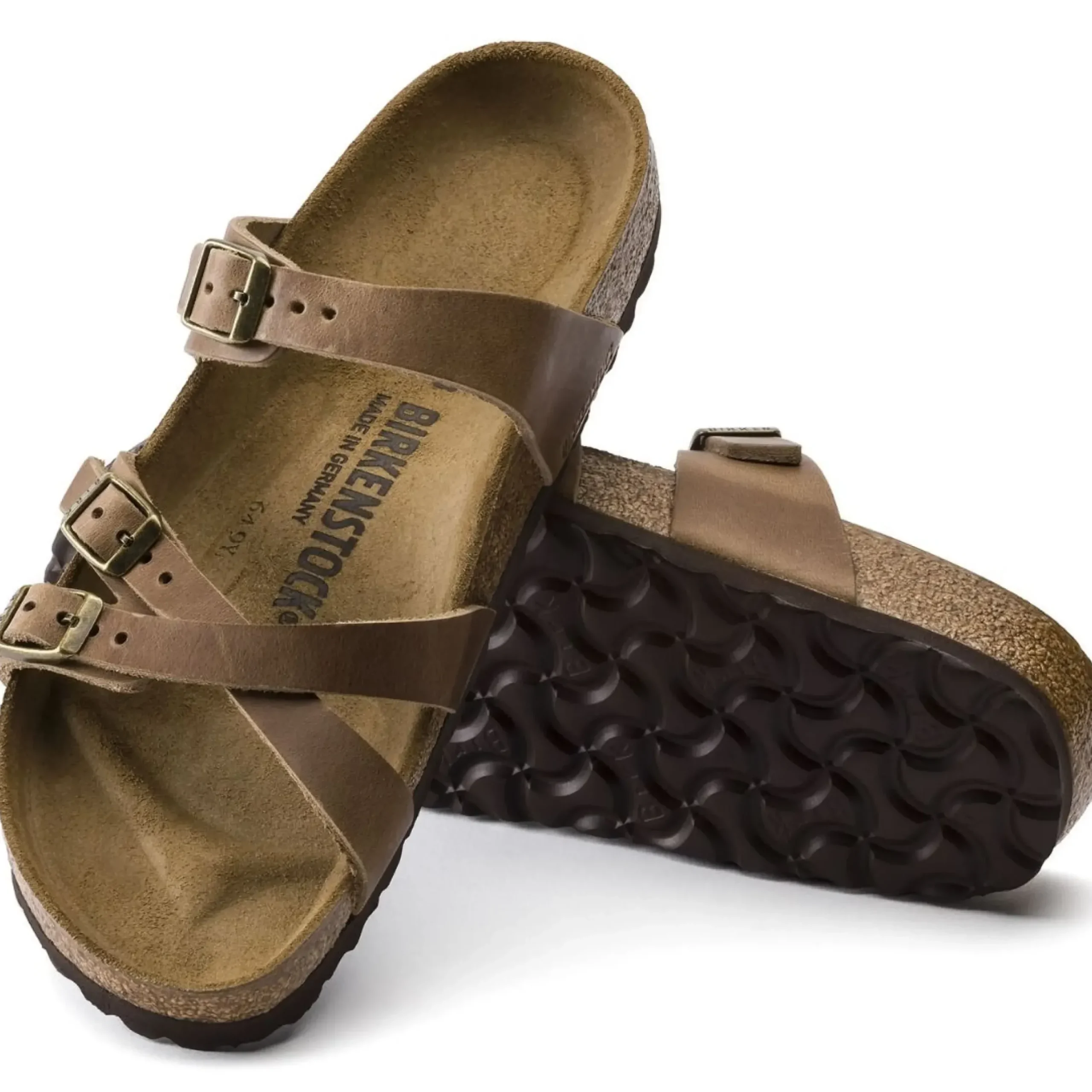 Sale Birkenstock Franca Oiled Leather Tobacco Brown Slide Sandal