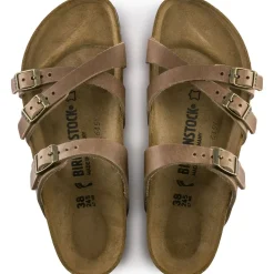 Sale Birkenstock Franca Oiled Leather Tobacco Brown Slide Sandal