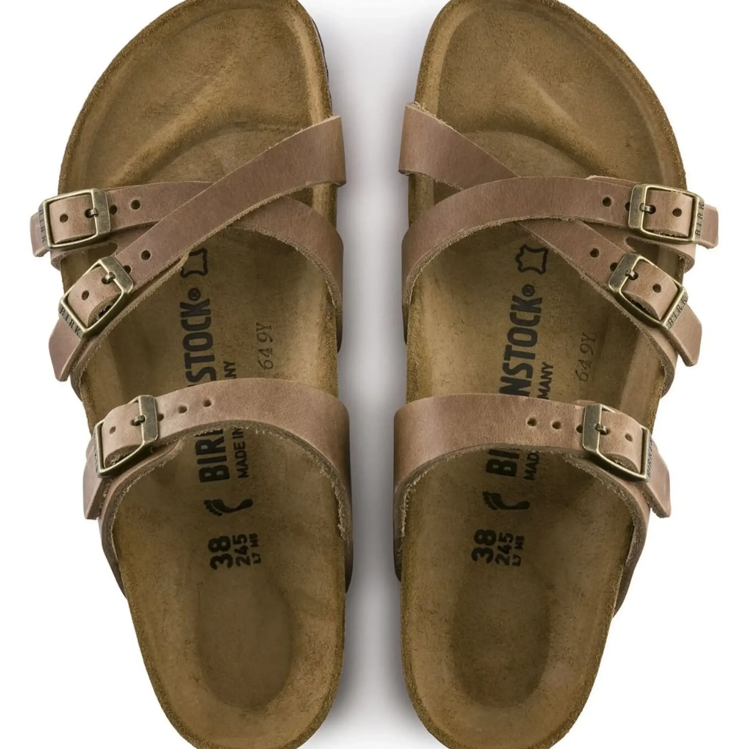 Sale Birkenstock Franca Oiled Leather Tobacco Brown Slide Sandal