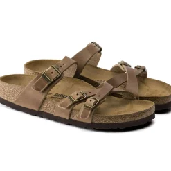 Sale Birkenstock Franca Oiled Leather Tobacco Brown Slide Sandal