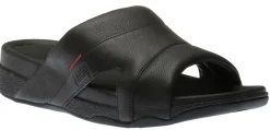 Hot Fit Flop Freeway Black Leather Pool Slide Sandal
