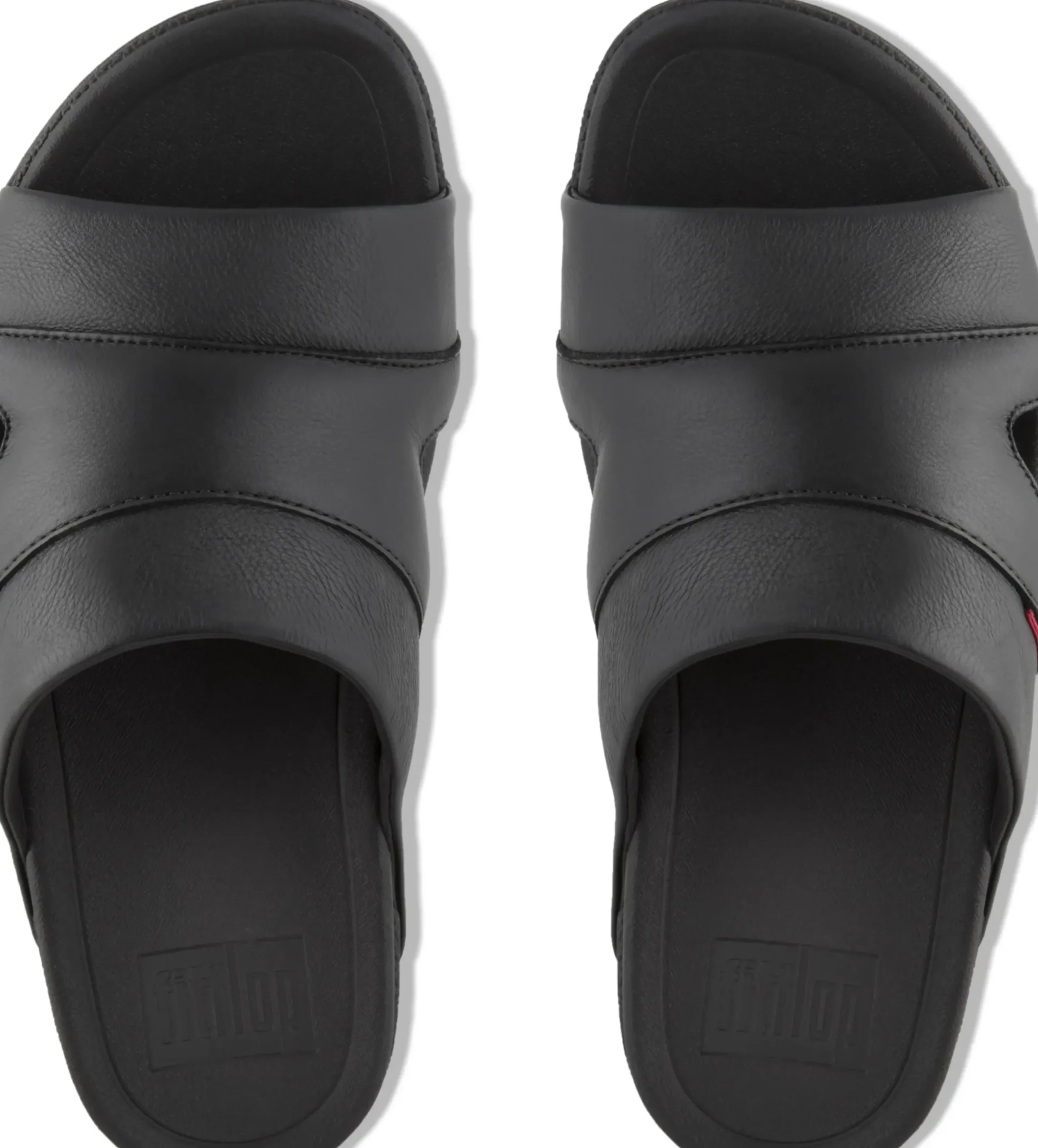 Hot Fit Flop Freeway Black Leather Pool Slide Sandal