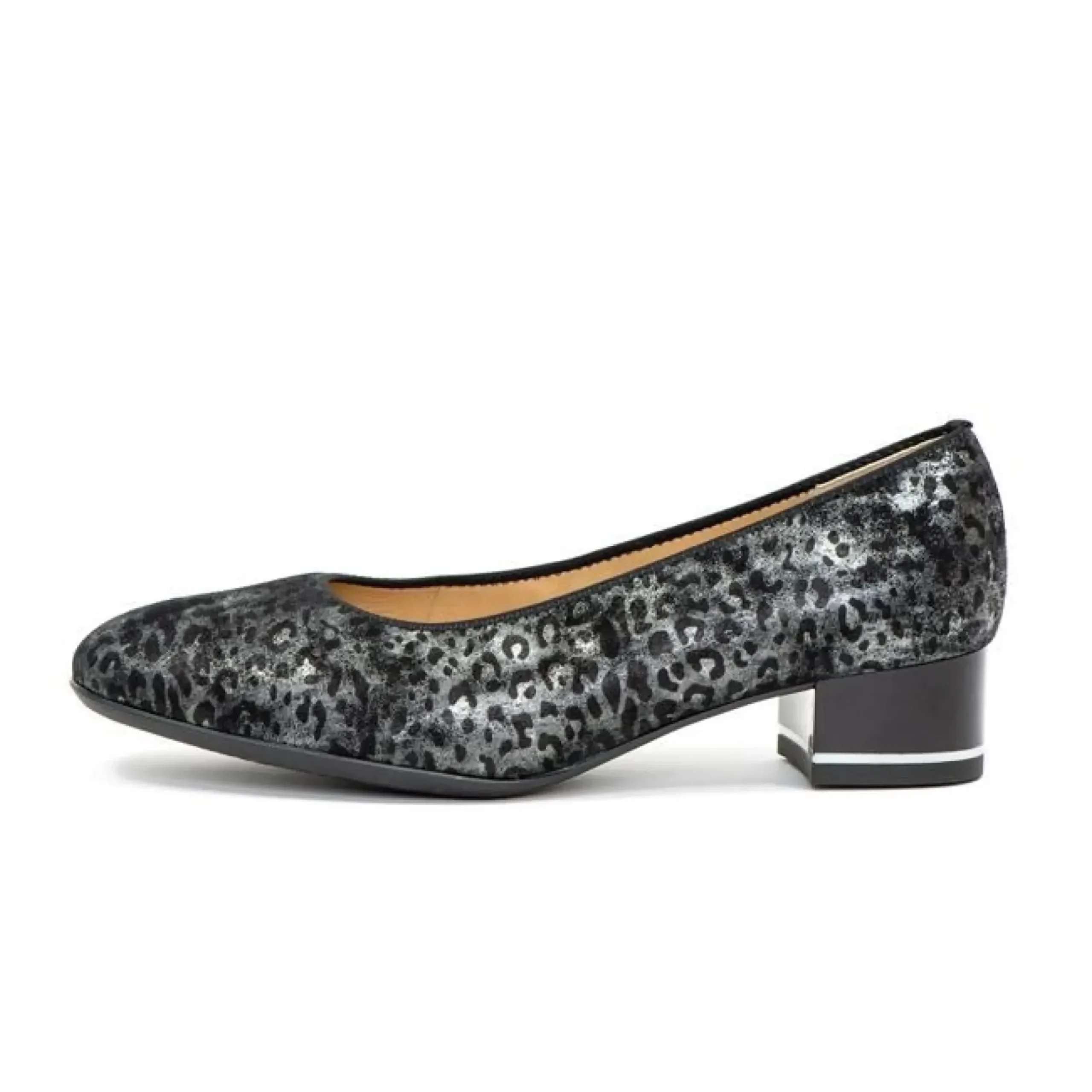 Hot Ara Gabrielle Black & Silver Animal Print Pump