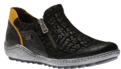 New Remonte Gargano Black Yellow Print Zipper Sneaker