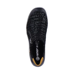 New Remonte Gargano Black Yellow Print Zipper Sneaker