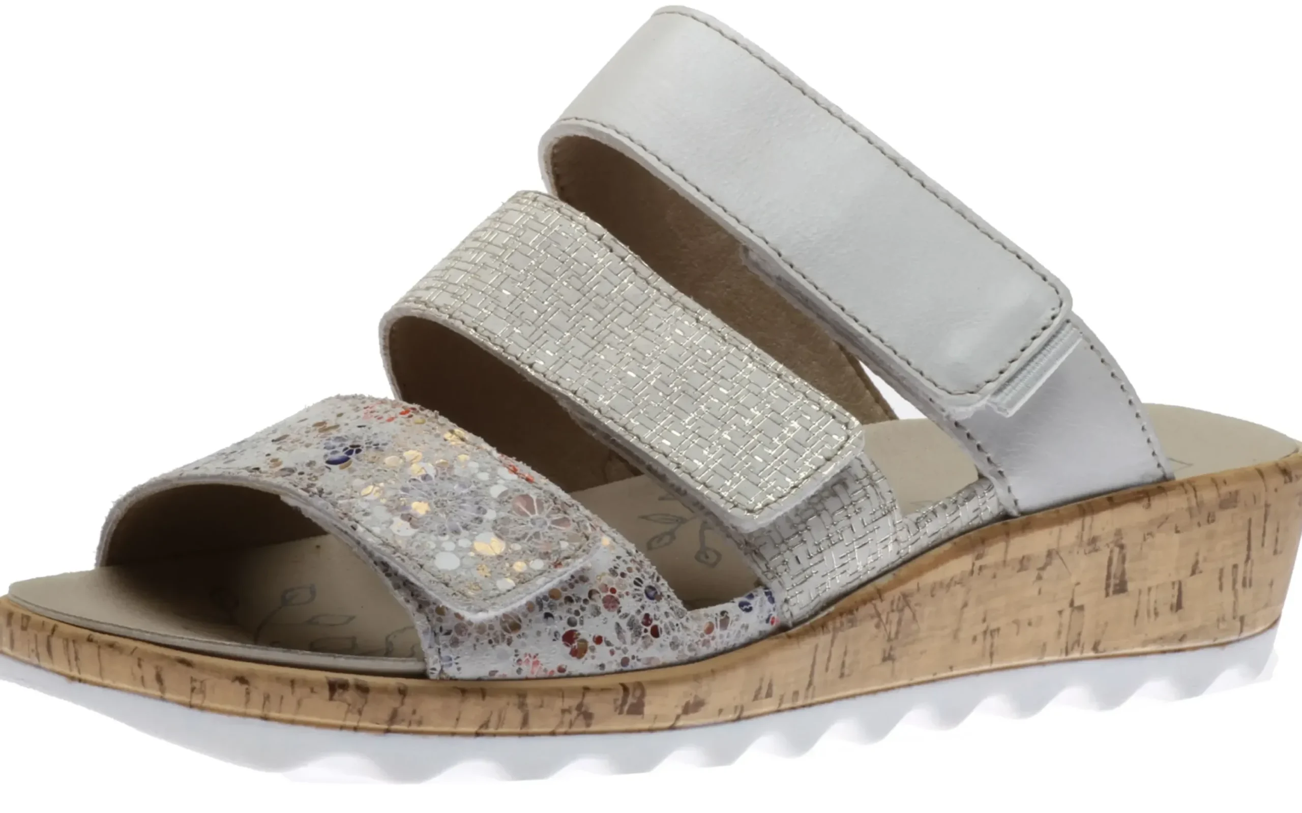 Outlet Romika Gina 17 White Leather Slide Wedge Sandal