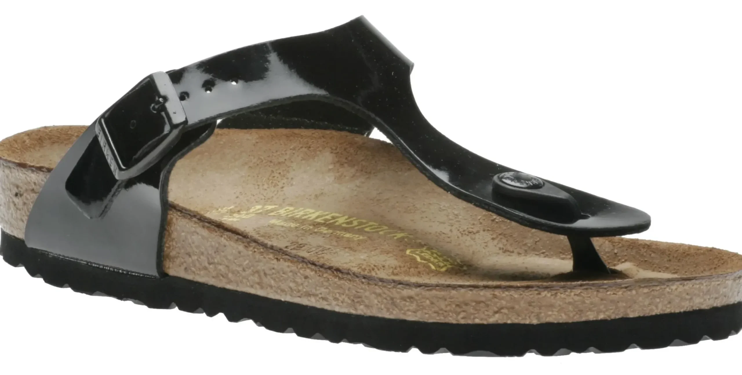 Discount Birkenstock Gizeh Birko-Flor Black Patent Thong Sandal