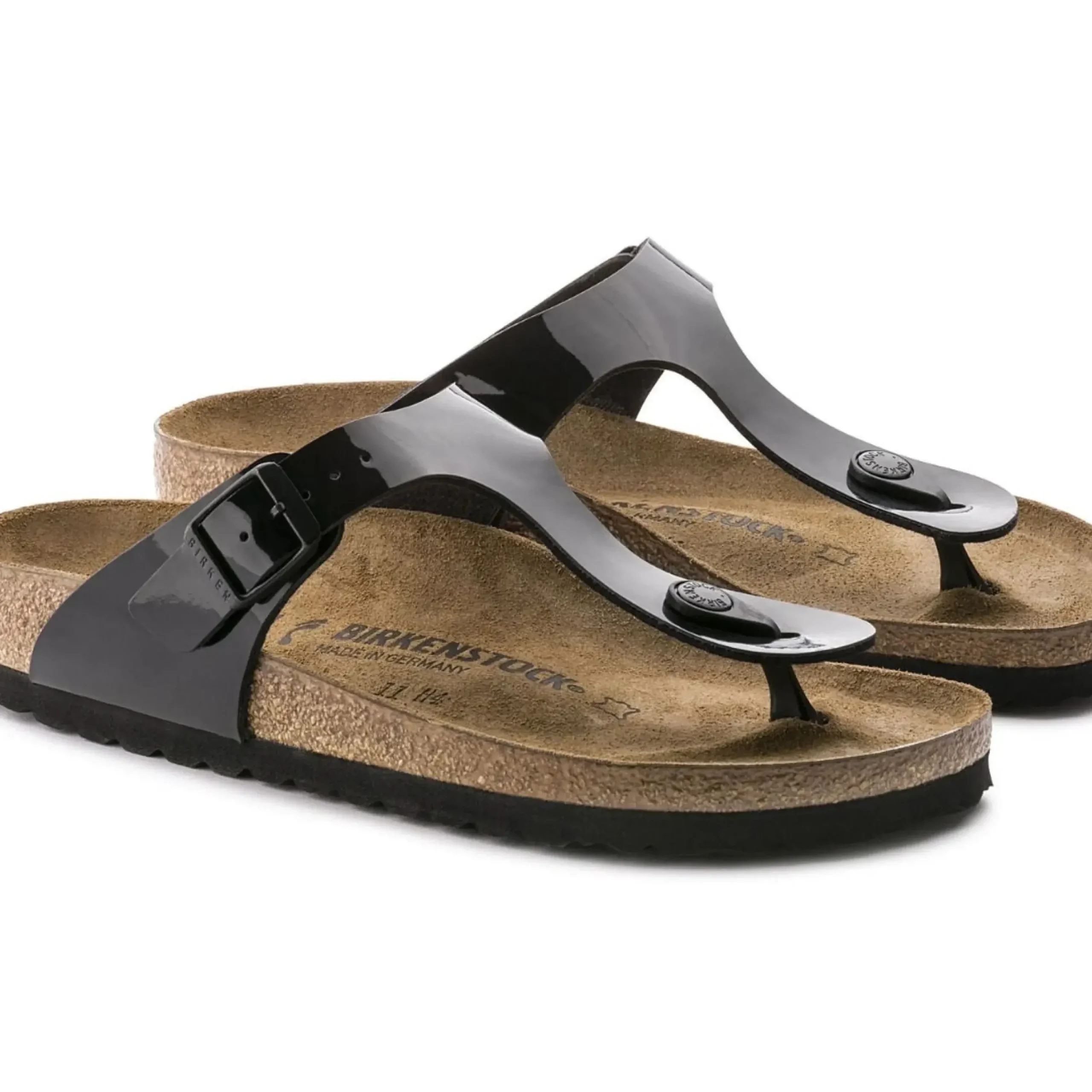 Discount Birkenstock Gizeh Birko-Flor Black Patent Thong Sandal