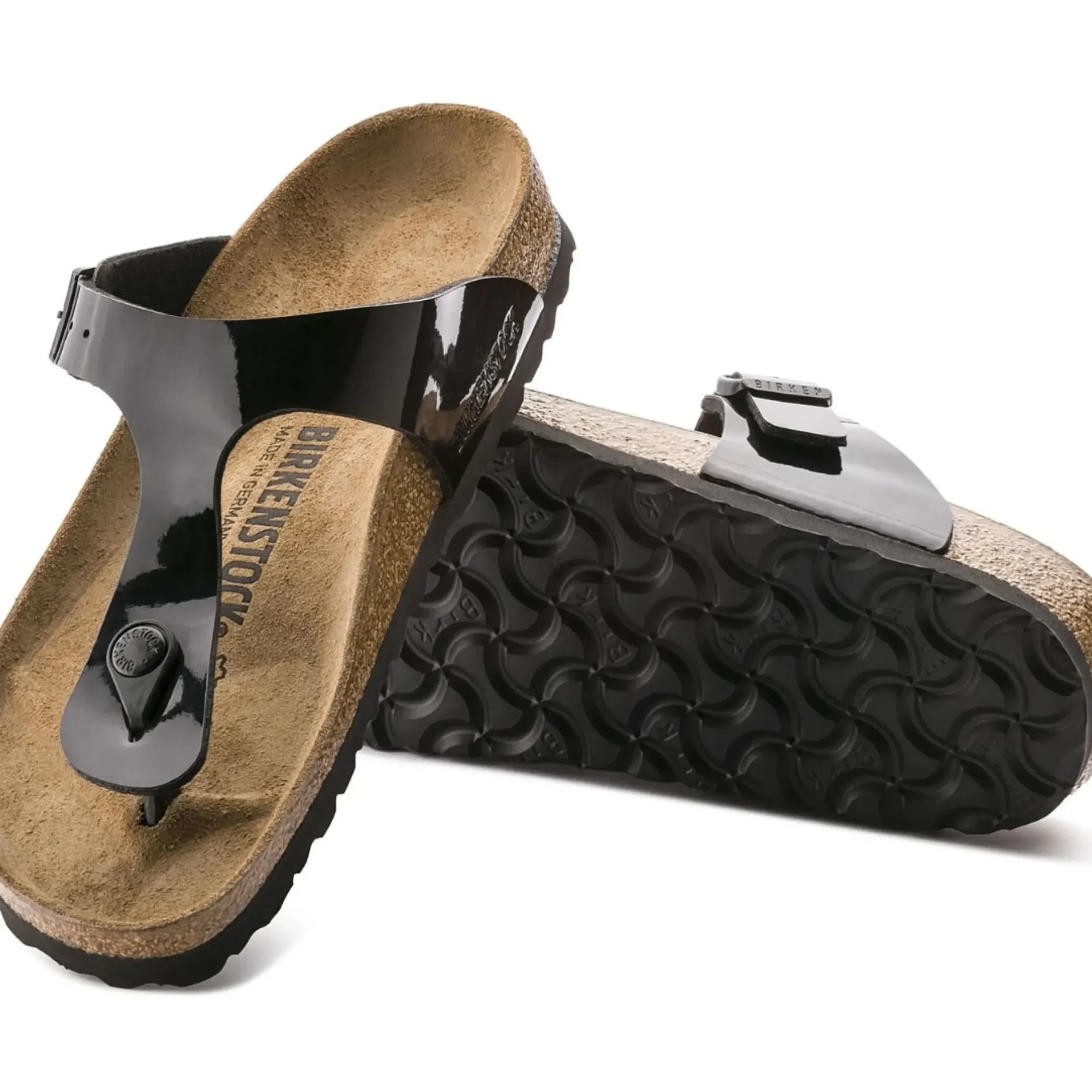 Discount Birkenstock Gizeh Birko-Flor Black Patent Thong Sandal
