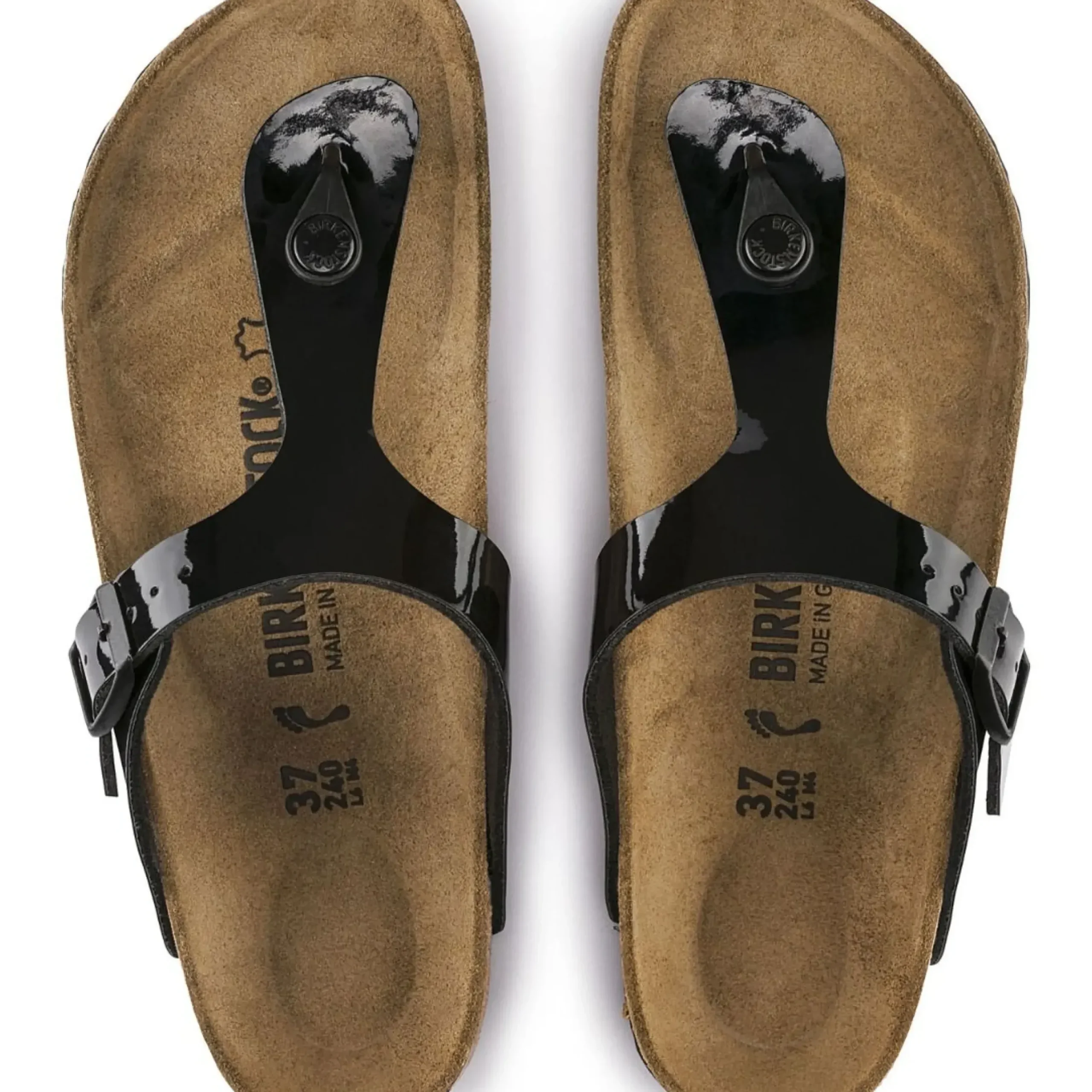 Discount Birkenstock Gizeh Birko-Flor Black Patent Thong Sandal