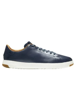 New Cole Haan Grandpru00F8 Blue Leather Lace-Up Tennis Sneaker