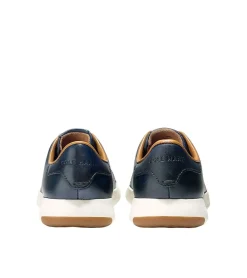 New Cole Haan Grandpru00F8 Blue Leather Lace-Up Tennis Sneaker