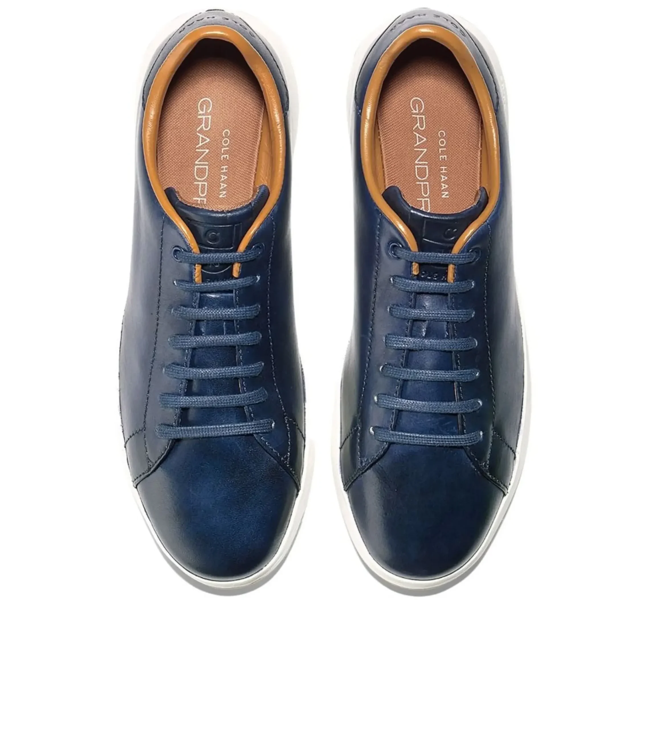 New Cole Haan Grandpru00F8 Blue Leather Lace-Up Tennis Sneaker