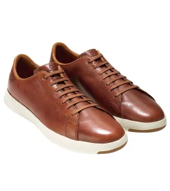 Cole Haan Grandpru00F8 Brown Leather Lace-Up Tennis Sneaker