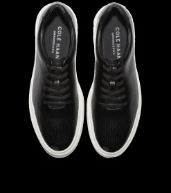 Outlet Cole Haan Grandpru00F8 Rally Laser Cut Black Leather Lace-Up Sneaker