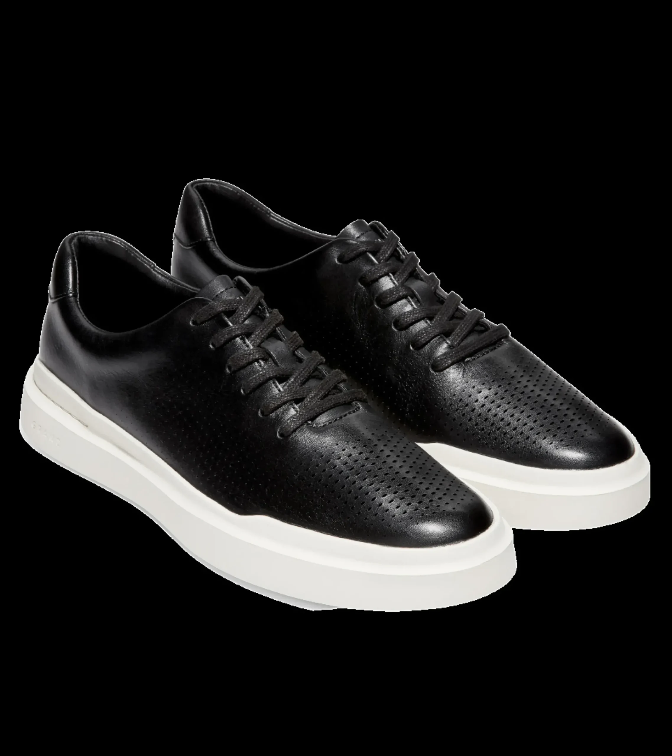 Outlet Cole Haan Grandpru00F8 Rally Laser Cut Black Leather Lace-Up Sneaker