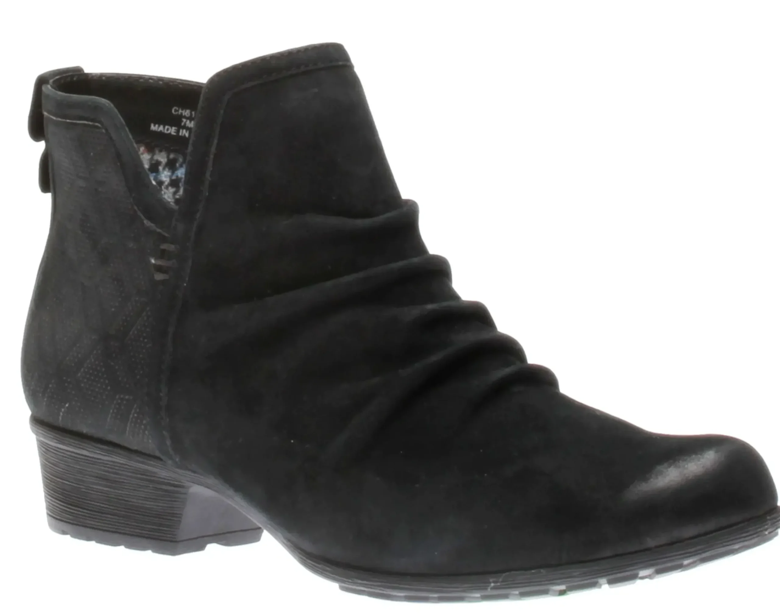 Outlet Rockport Gratasha 2 Panel Black Ruched Leather Ankle Boot